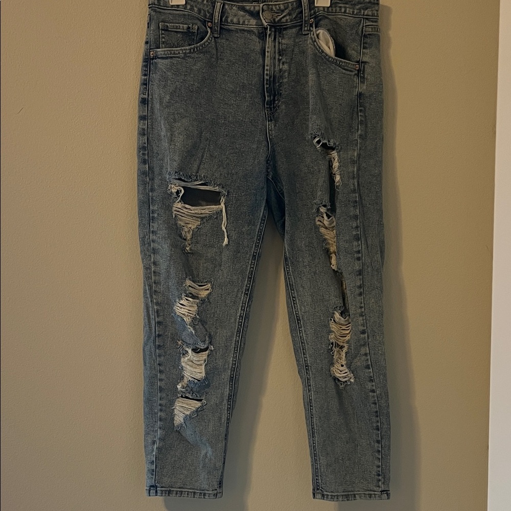 wild fable Distressed Mom Jeans in Washed Grey
